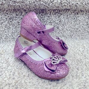 Purple glitter girls dress up shoes. Size 10